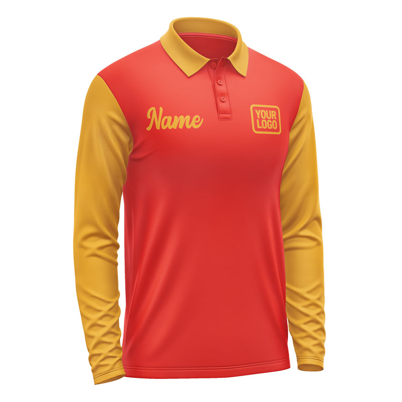 Custom Orange Red Yellow Long Sleeve Polo Shirt Pl121919B119