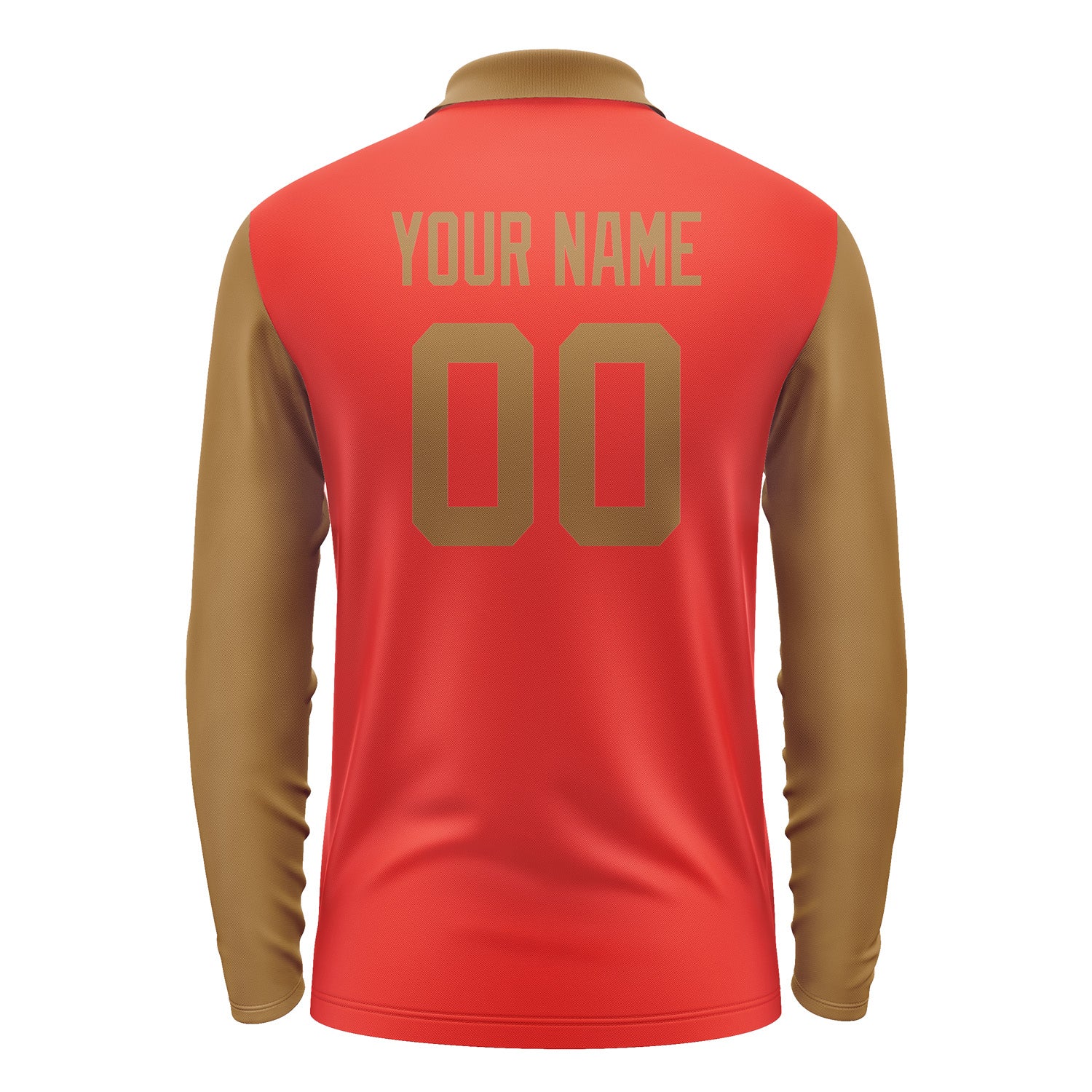 Custom Orange Red Khaki Long Sleeve Polo Shirt Pl122222B122