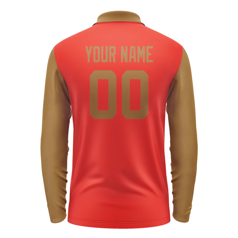 Custom Orange Red Khaki Long Sleeve Polo Shirt Pl122222B122