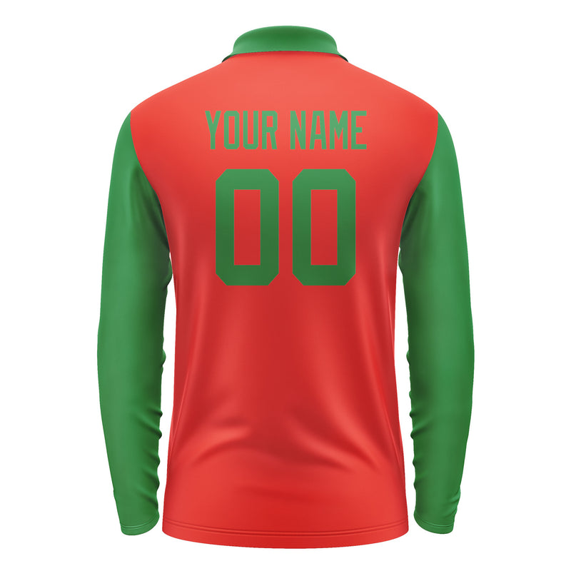 Custom Orange Red Emerald Green Long Sleeve Polo Shirt Pl122424B124