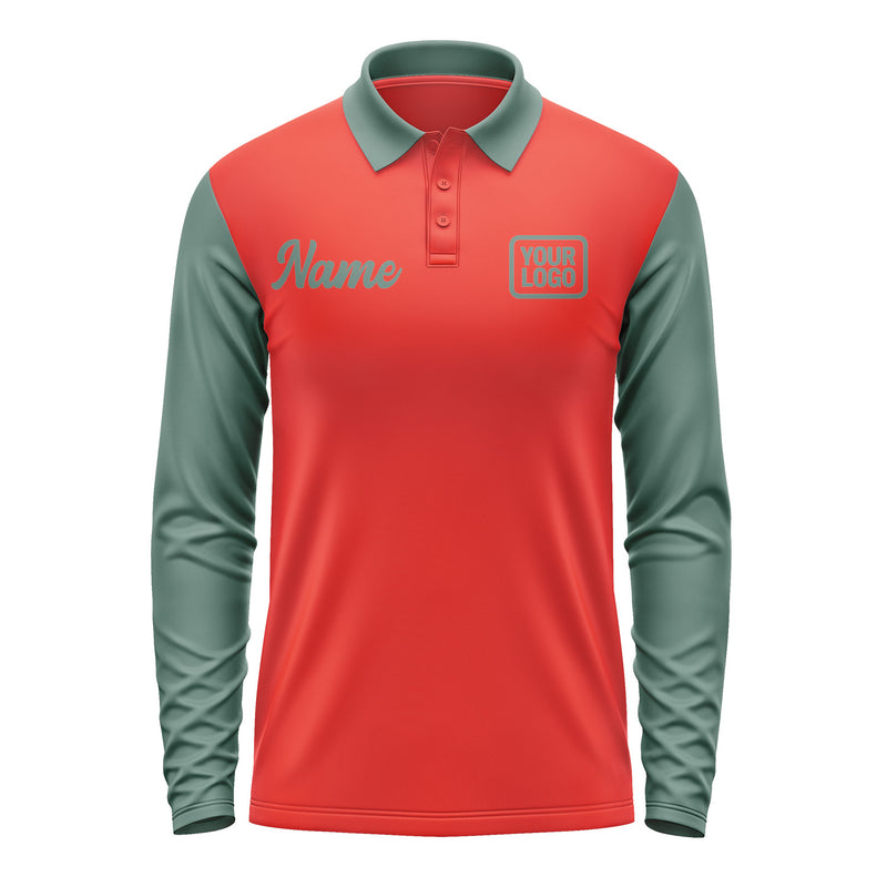 Custom Orange Red Blue Green Long Sleeve Polo Shirt Pl122727B127
