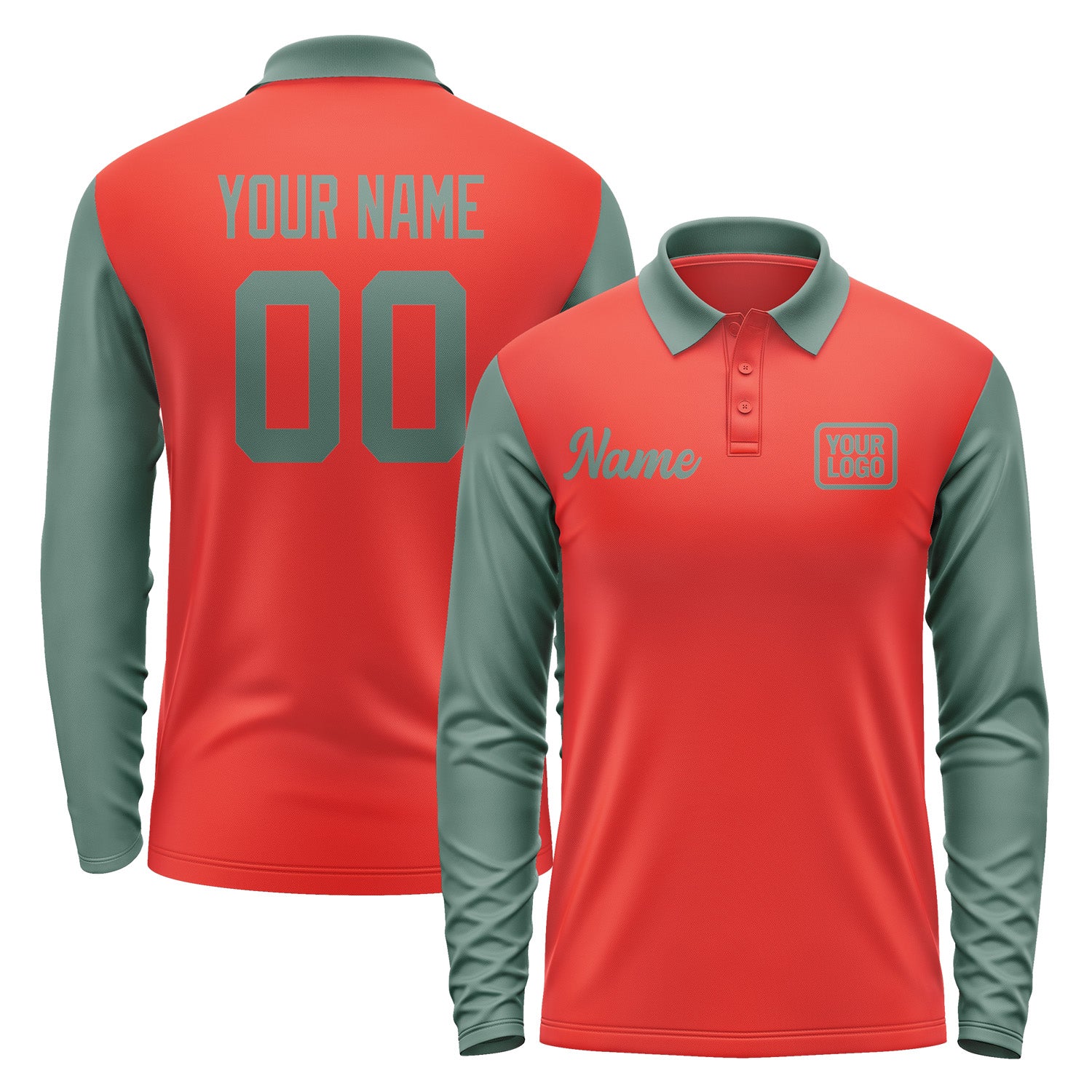 Custom Orange Red Blue Green Long Sleeve Polo Shirt Pl122727B127