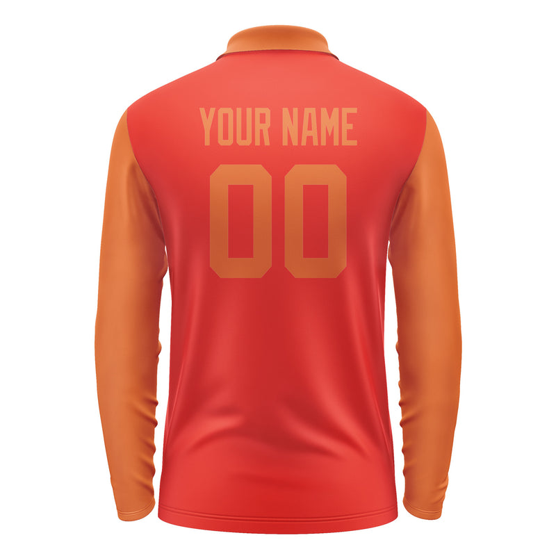 Custom Orange Red Orange Long Sleeve Polo Shirt Pl122828B128