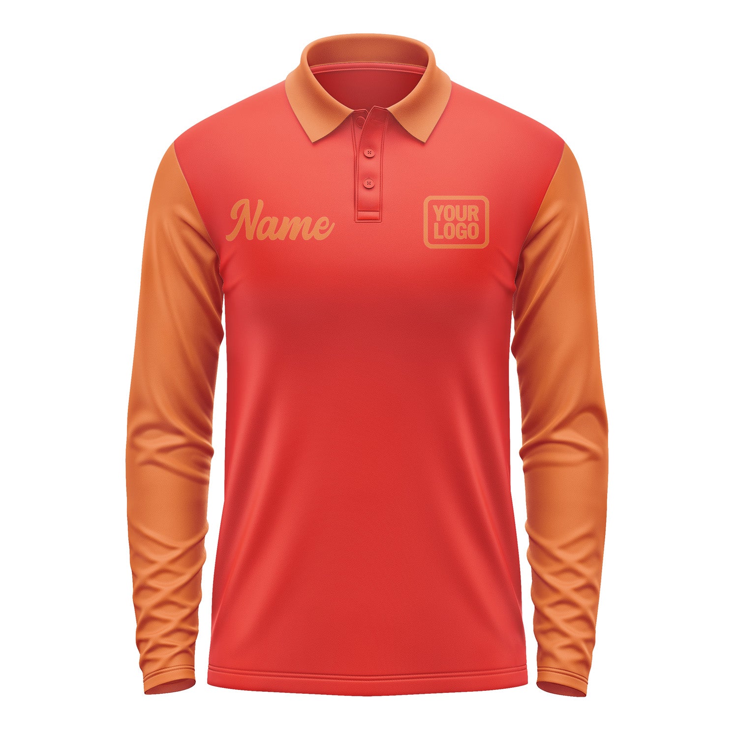 Custom Orange Red Orange Long Sleeve Polo Shirt Pl122828B128