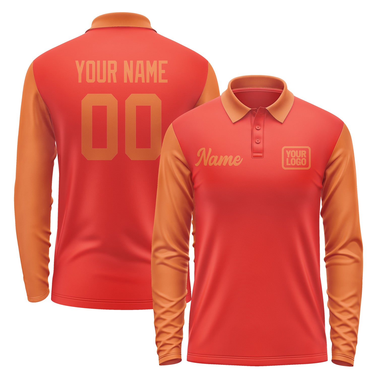 Custom Orange Red Orange Long Sleeve Polo Shirt Pl122828B128
