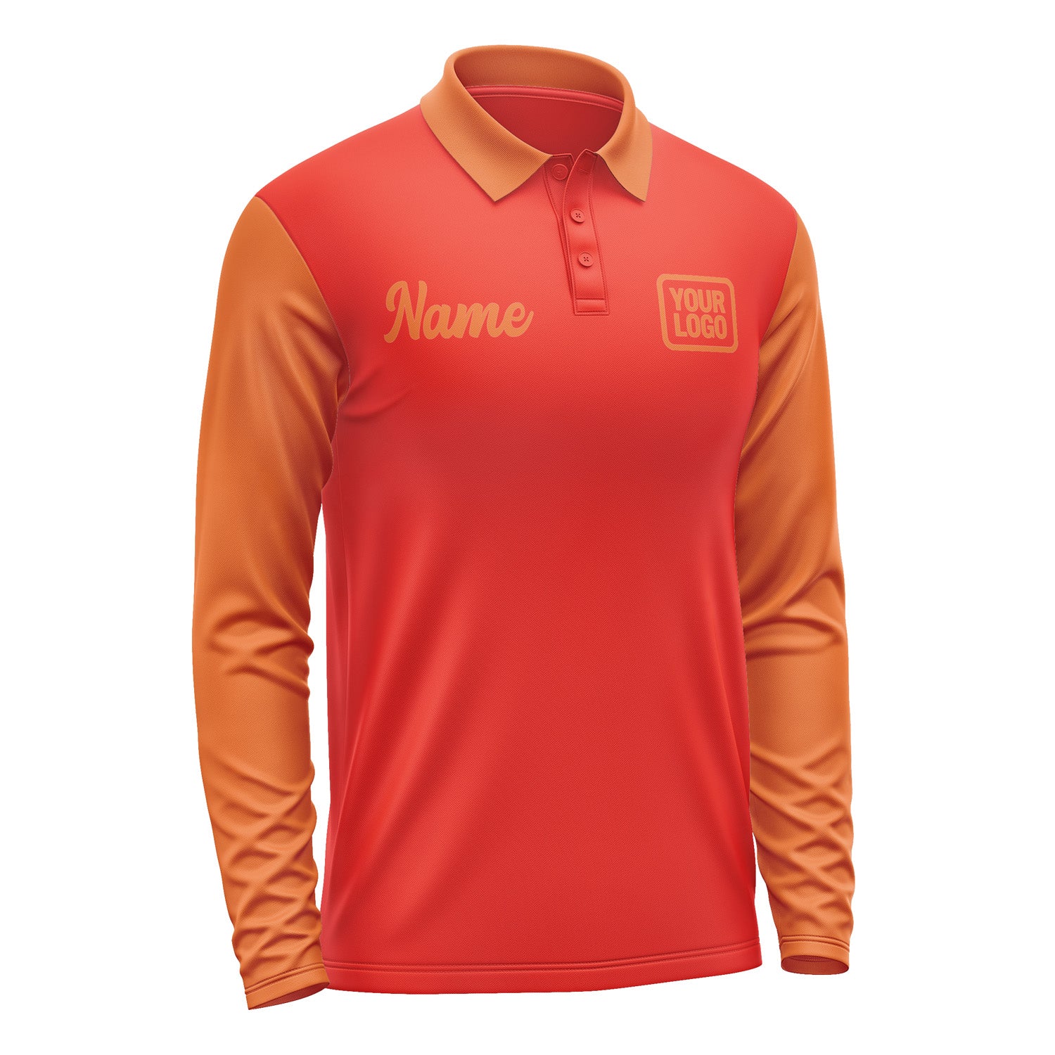 Custom Orange Red Orange Long Sleeve Polo Shirt Pl122828B128