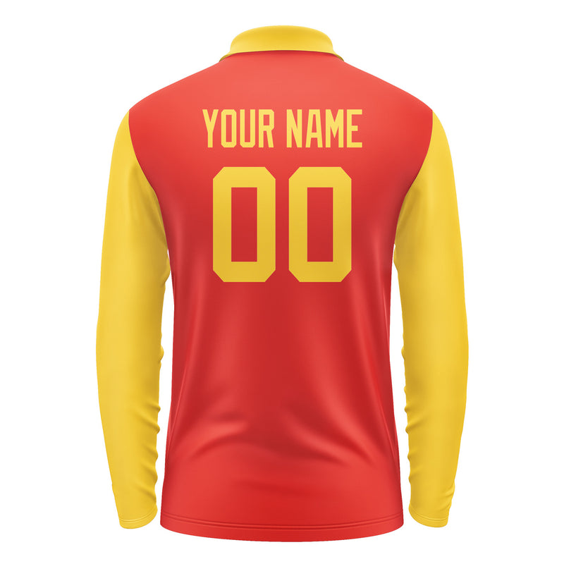 Custom Orange Red Gold Long Sleeve Polo Shirt Pl123030B130