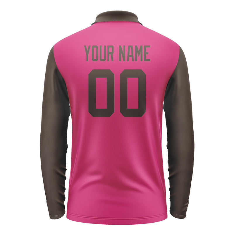 Custom Pink Brown Long Sleeve Polo Shirt Pl130101B101