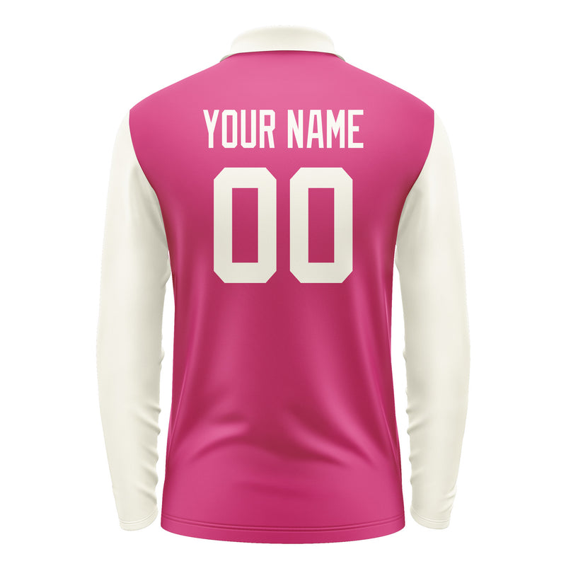 Custom Pink Cream Long Sleeve Polo Shirt Pl130303B103