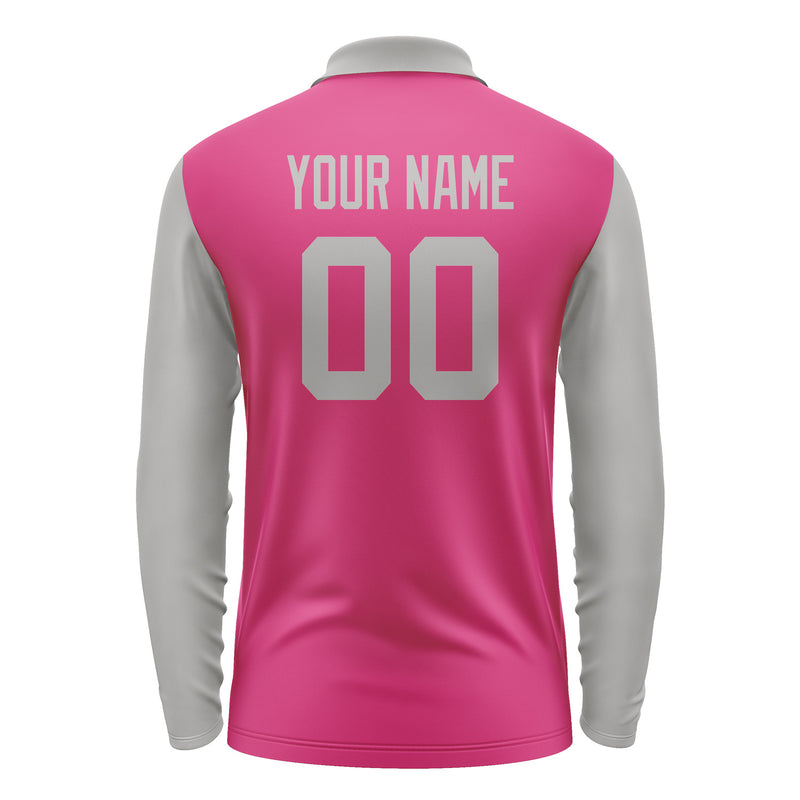 Custom Pink Gray Long Sleeve Polo Shirt Pl130404B104