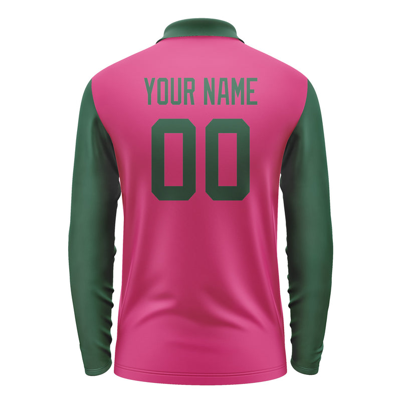 Custom Pink Green Long Sleeve Polo Shirt Pl130505B105