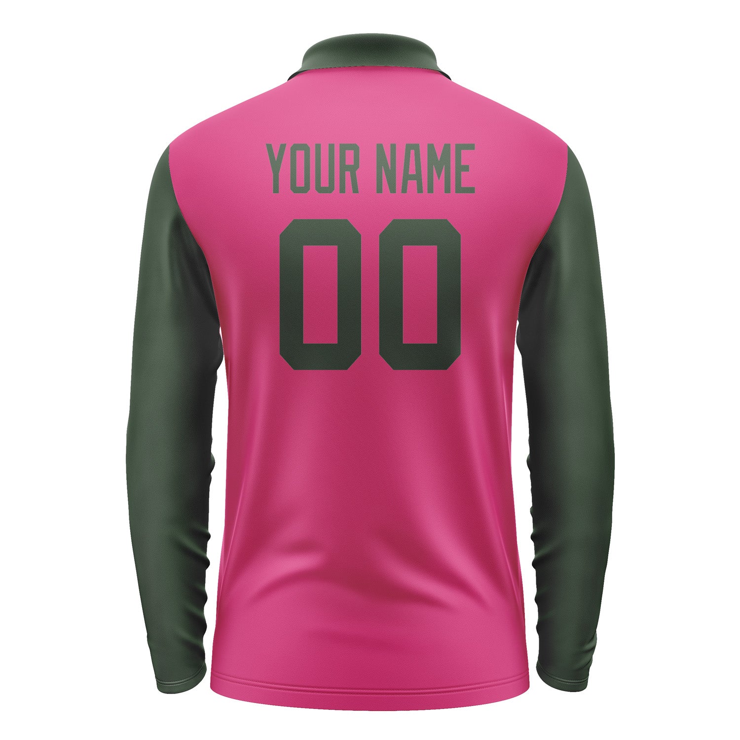 Custom Pink Dark Green Long Sleeve Polo Shirt Pl130606B106