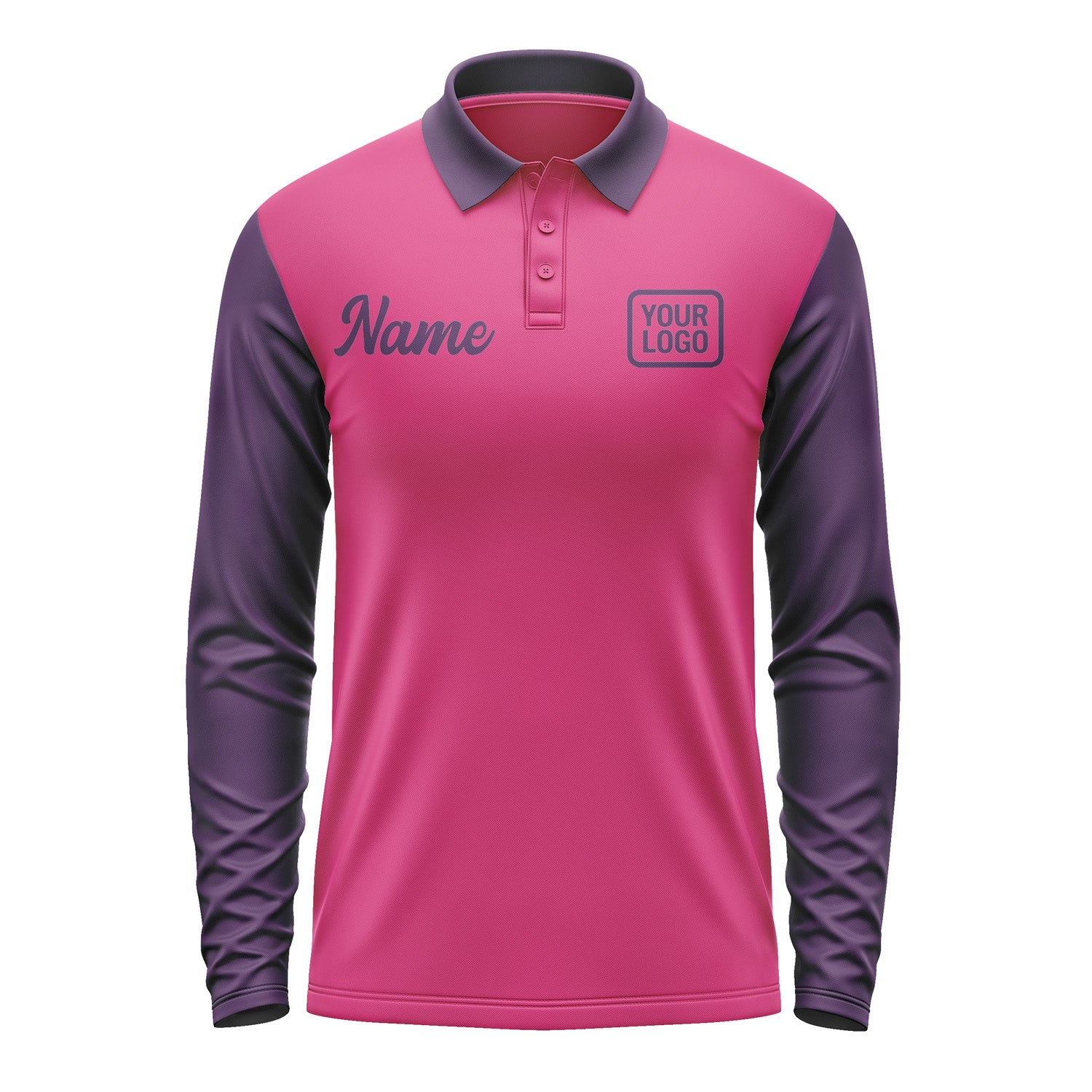 Custom Pink Purple Long Sleeve Polo Shirt Pl130707B107
