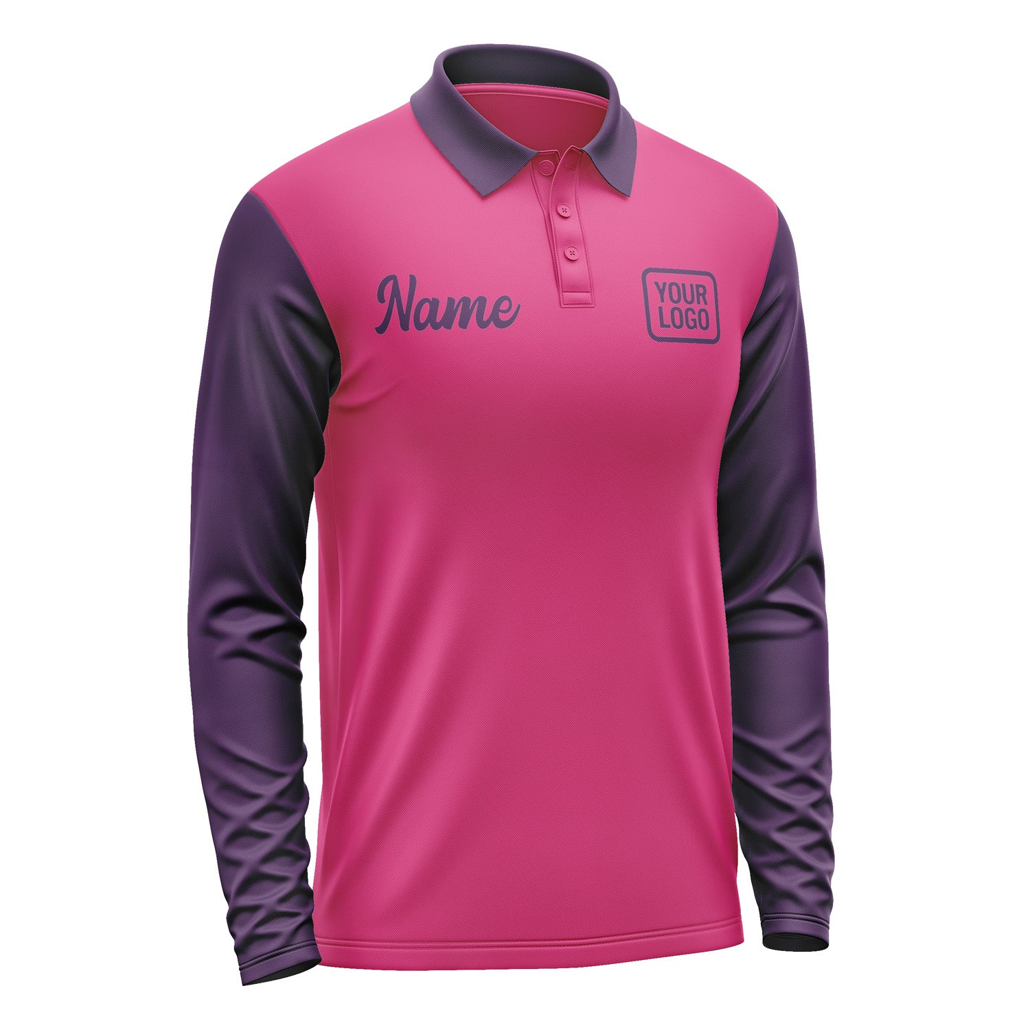 Custom Pink Purple Long Sleeve Polo Shirt Pl130707B107