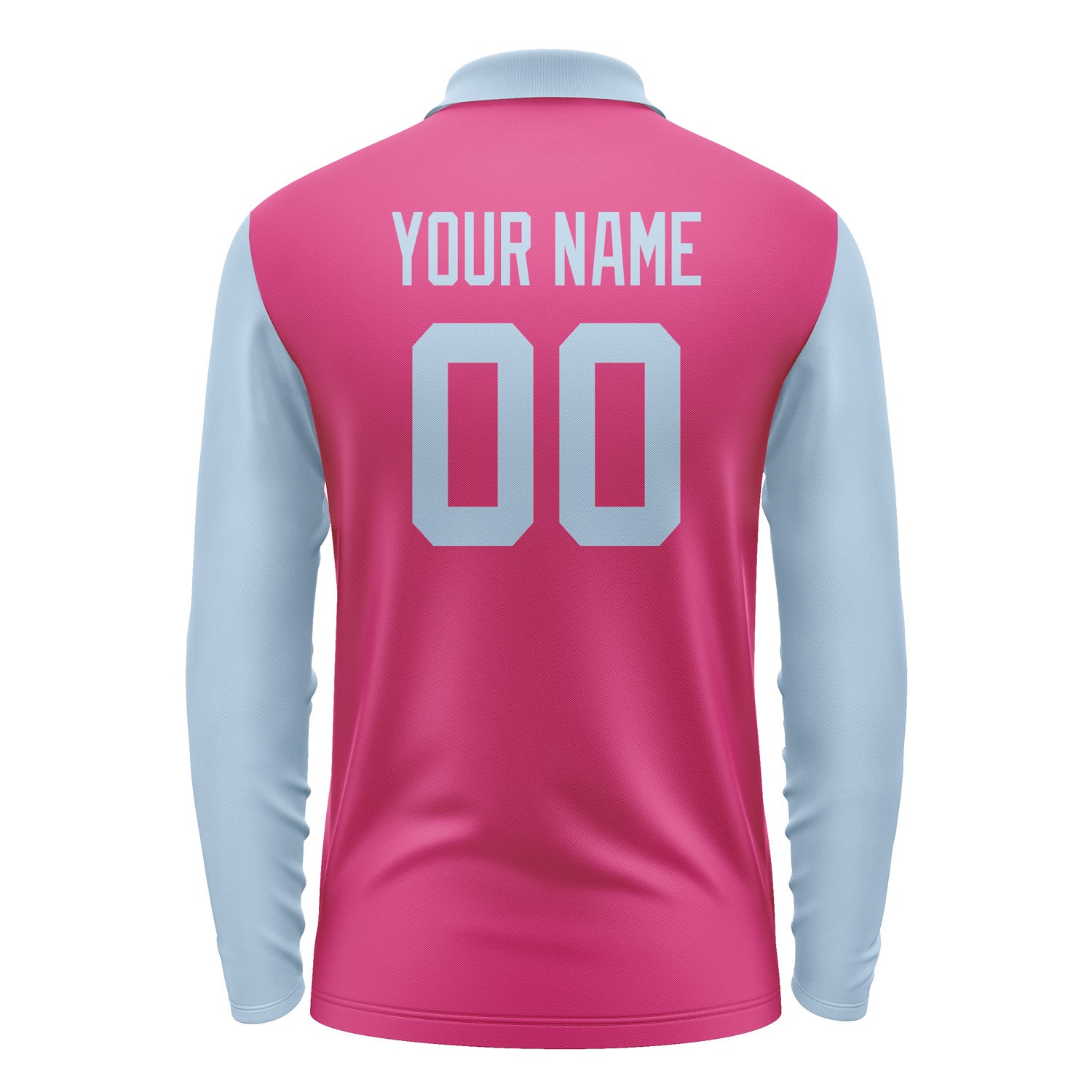 Custom Pink Light Blue Long Sleeve Polo Shirt Pl130808B108