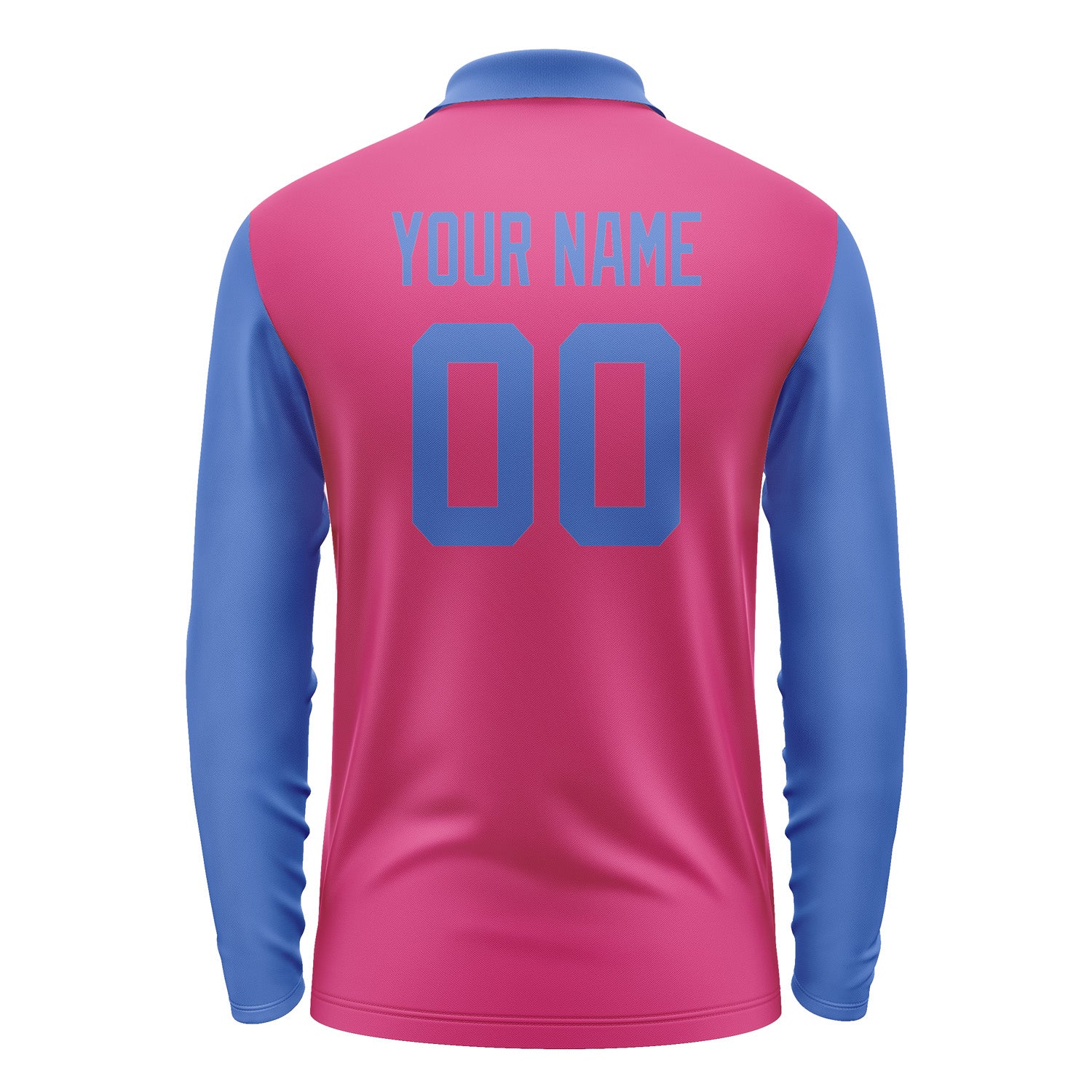 Custom Pink Sky Blue Long Sleeve Polo Shirt Pl130909B109