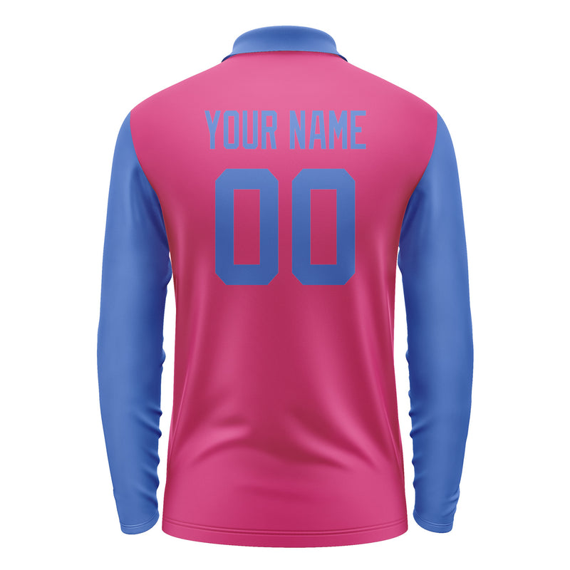 Custom Pink Sky Blue Long Sleeve Polo Shirt Pl130909B109