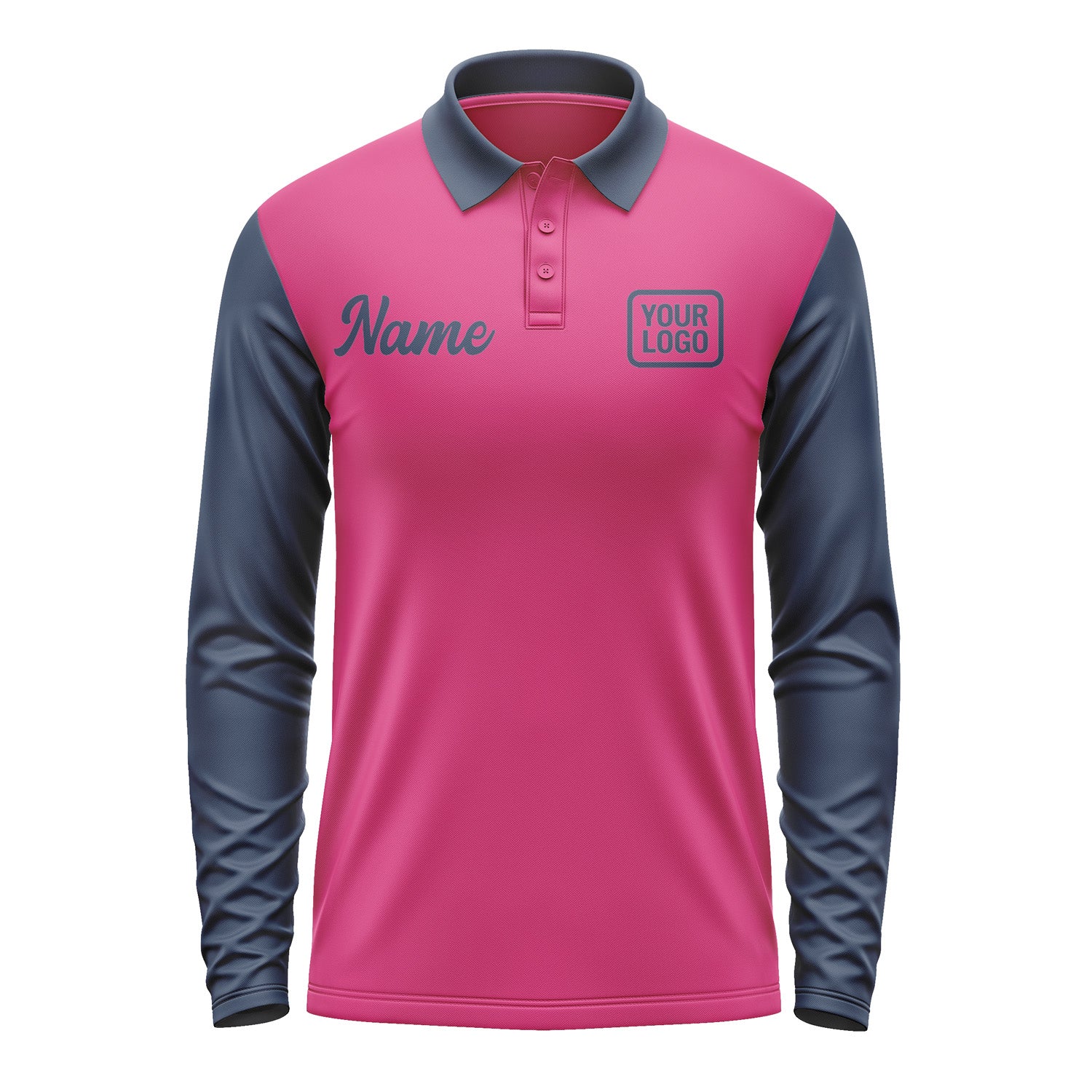Custom Pink Blue Long Sleeve Polo Shirt Pl131010B110