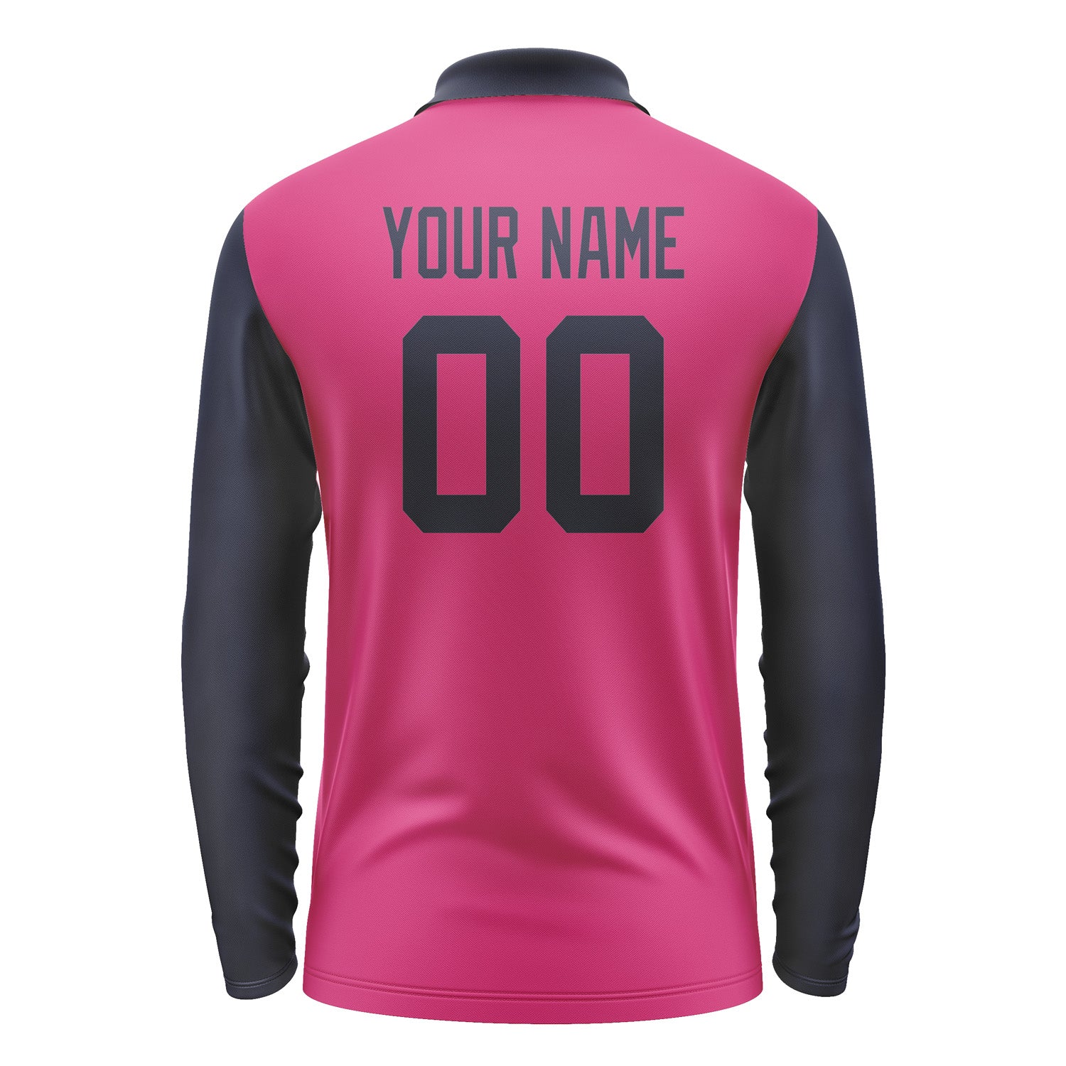Custom Pink Navy Long Sleeve Polo Shirt Pl131111B111