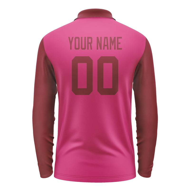 Custom Pink Crimson Red Long Sleeve Polo Shirt Pl131515B115