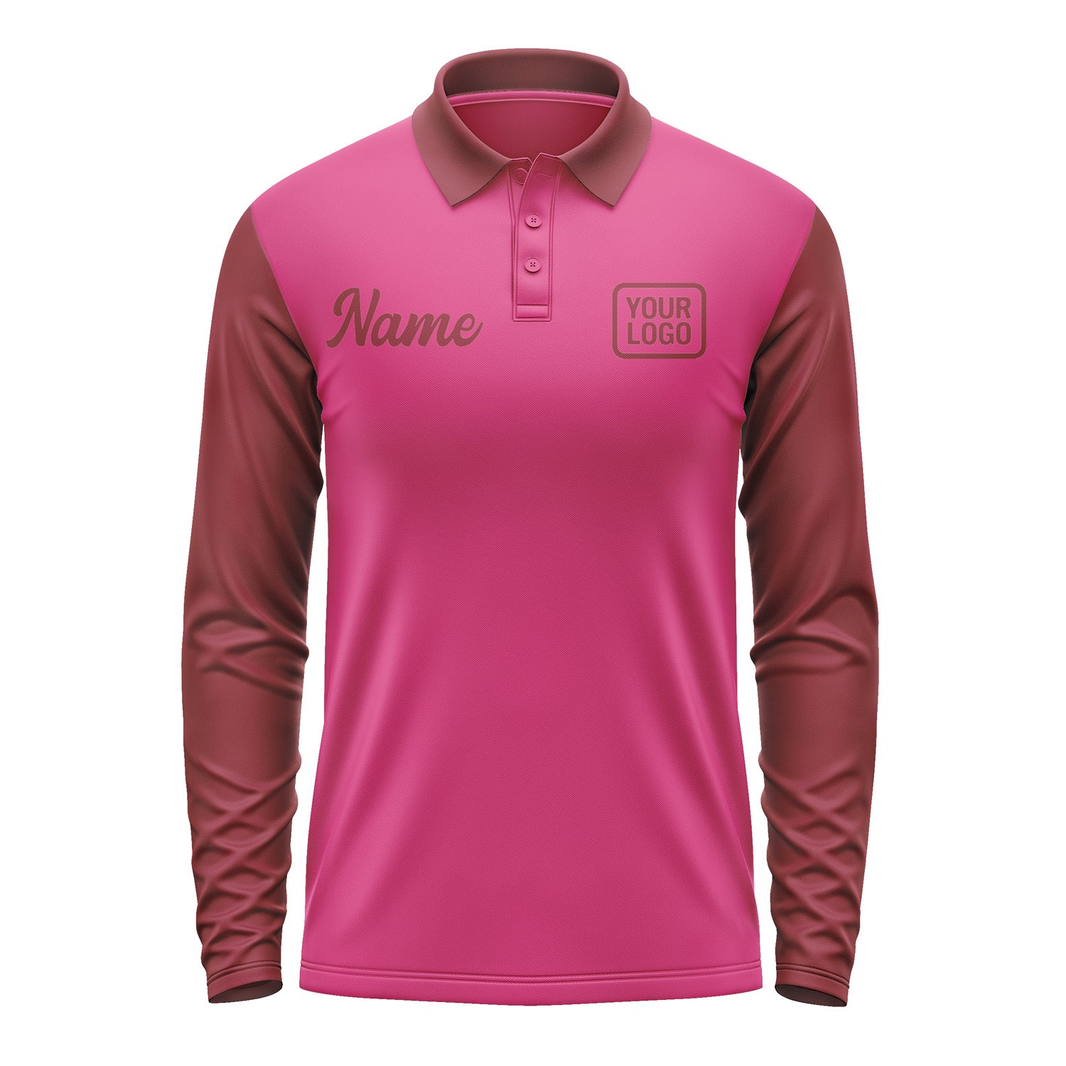 Custom Pink Crimson Red Long Sleeve Polo Shirt Pl131515B115