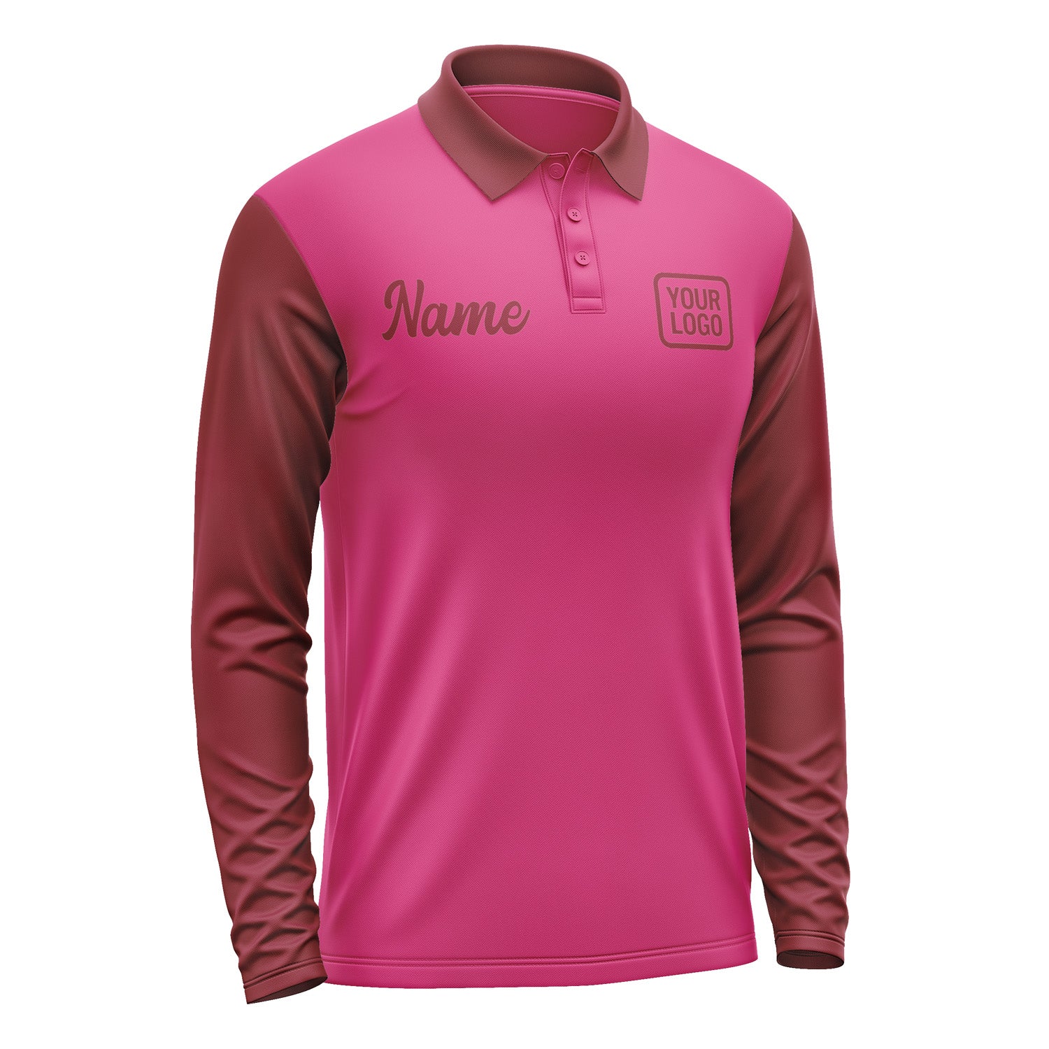 Custom Pink Crimson Red Long Sleeve Polo Shirt Pl131515B115