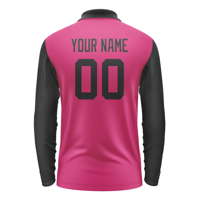Custom Pink Black Long Sleeve Polo Shirt Pl131717B117