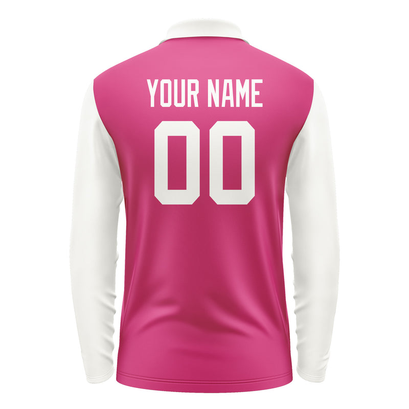 Custom Pink White Long Sleeve Polo Shirt Pl131818B118