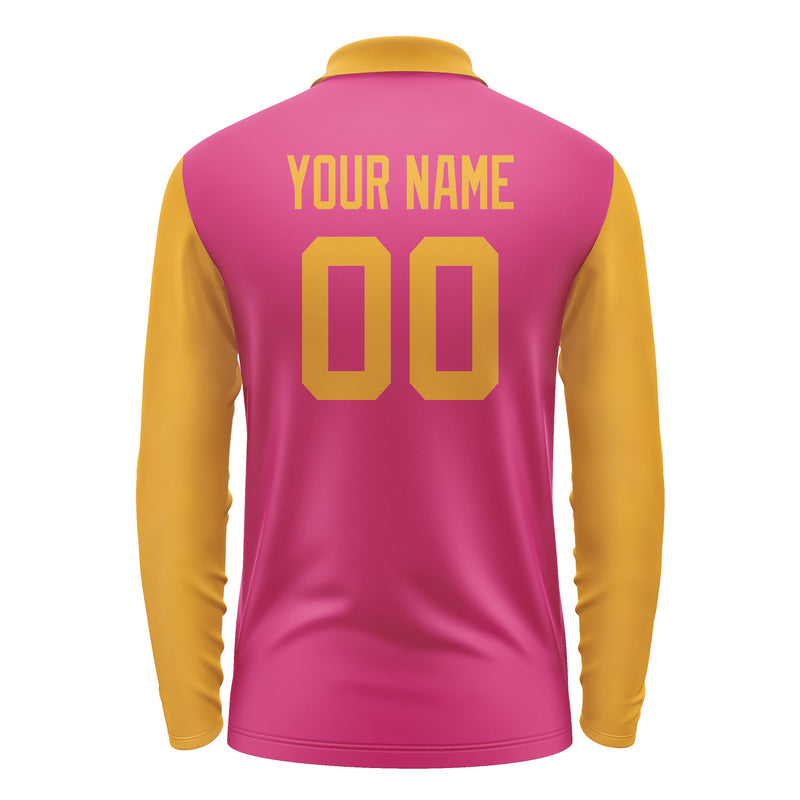 Custom Pink Yellow Long Sleeve Polo Shirt Pl131919B119
