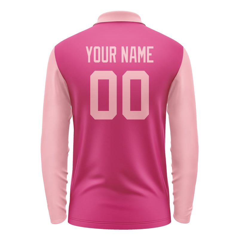 Custom Pink Light Pink Long Sleeve Polo Shirt Pl132121B121