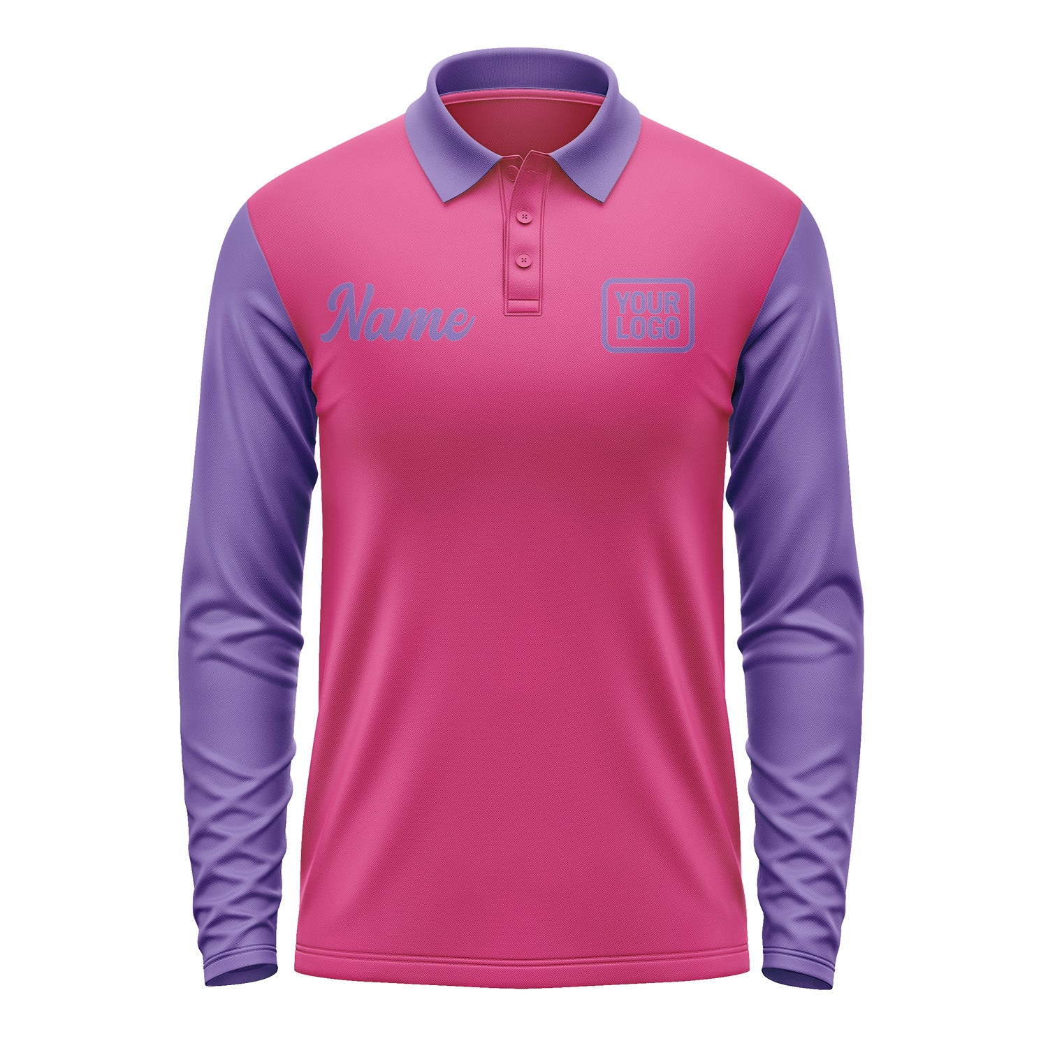 Custom Pink Light Purple Long Sleeve Polo Shirt Pl132323B123