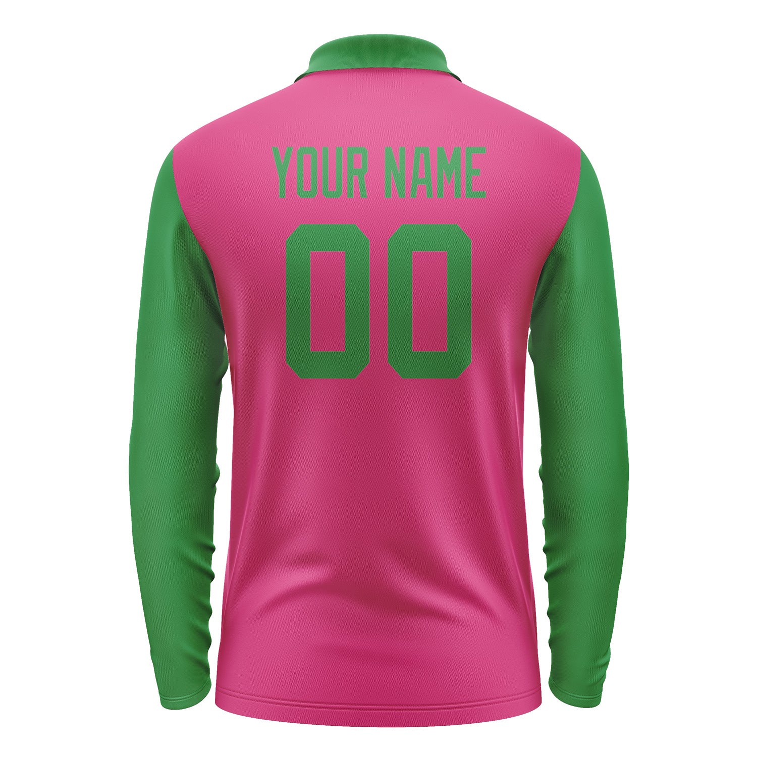 Custom Pink Emerald Green Long Sleeve Polo Shirt Pl132424B124