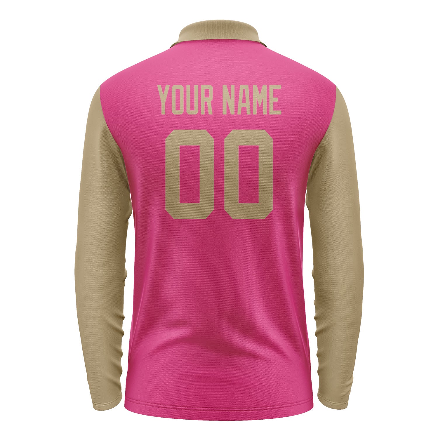 Custom Pink Light Khaki Long Sleeve Polo Shirt Pl132525B125