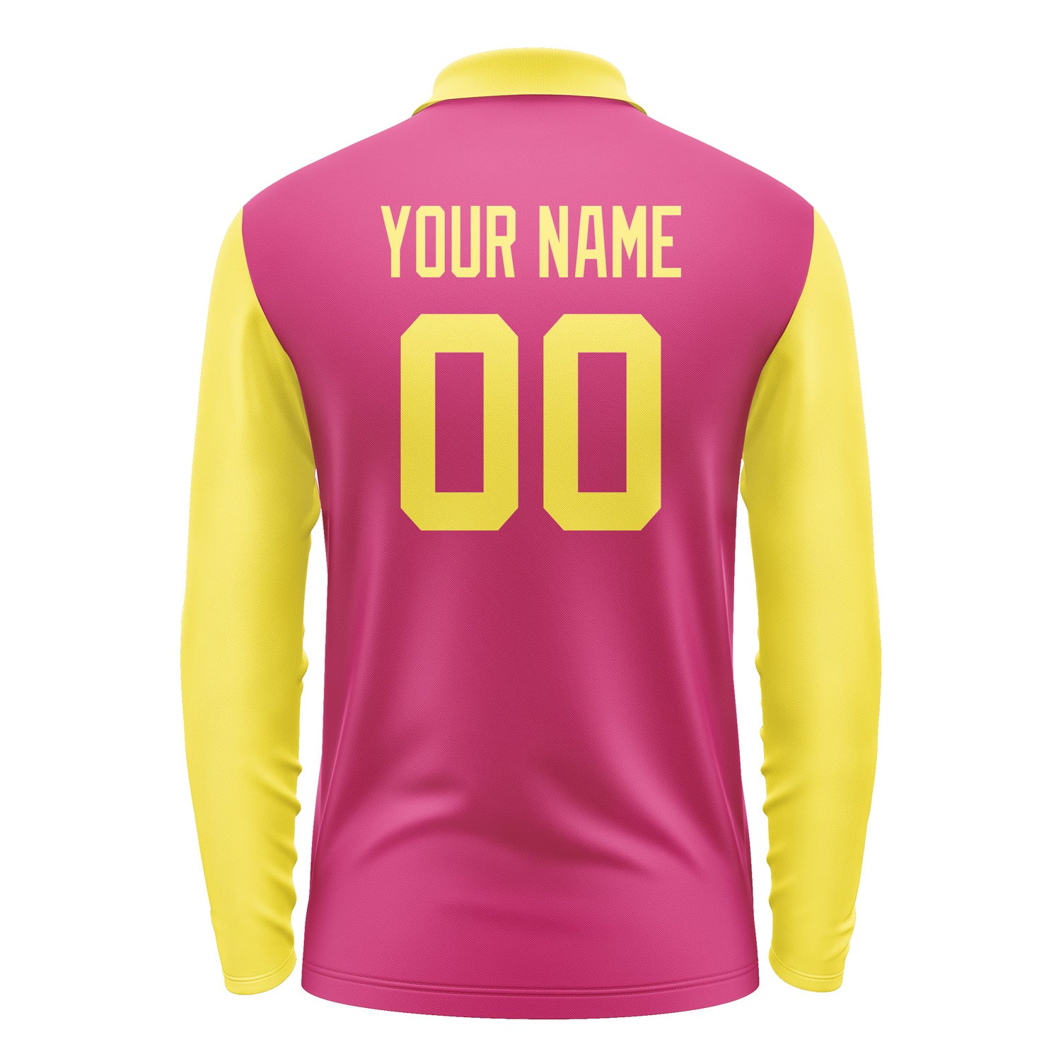 Custom Pink Light Yellow Long Sleeve Polo Shirt Pl132626B126