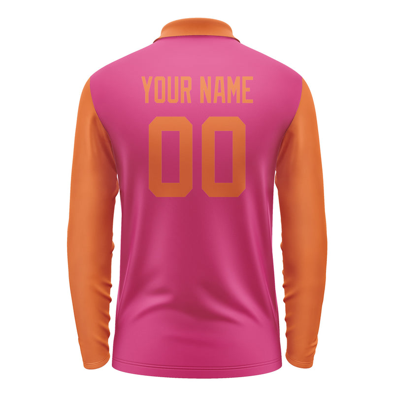 Custom Pink Orange Long Sleeve Polo Shirt Pl132828B128