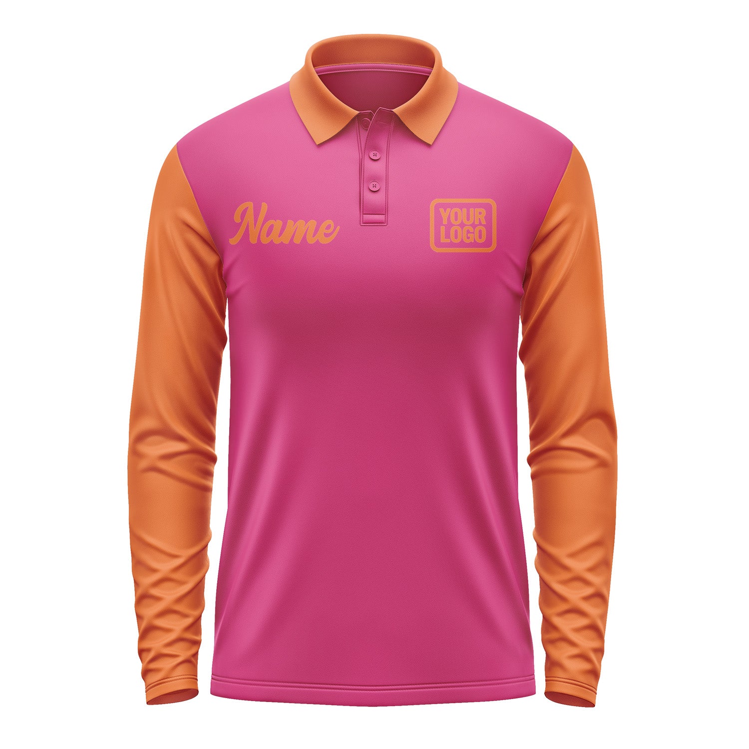 Custom Pink Orange Long Sleeve Polo Shirt Pl132828B128