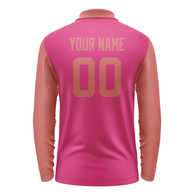 Custom Pink Copper Rose Long Sleeve Polo Shirt Pl132929B129
