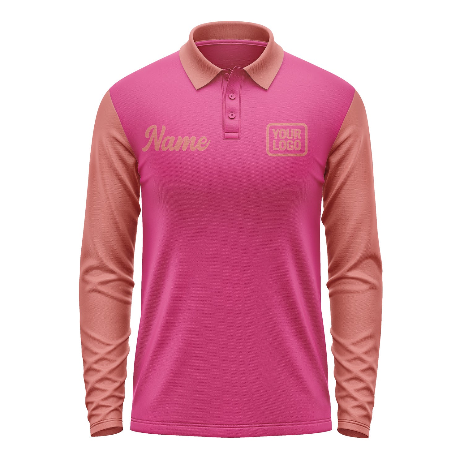 Custom Pink Copper Rose Long Sleeve Polo Shirt Pl132929B129