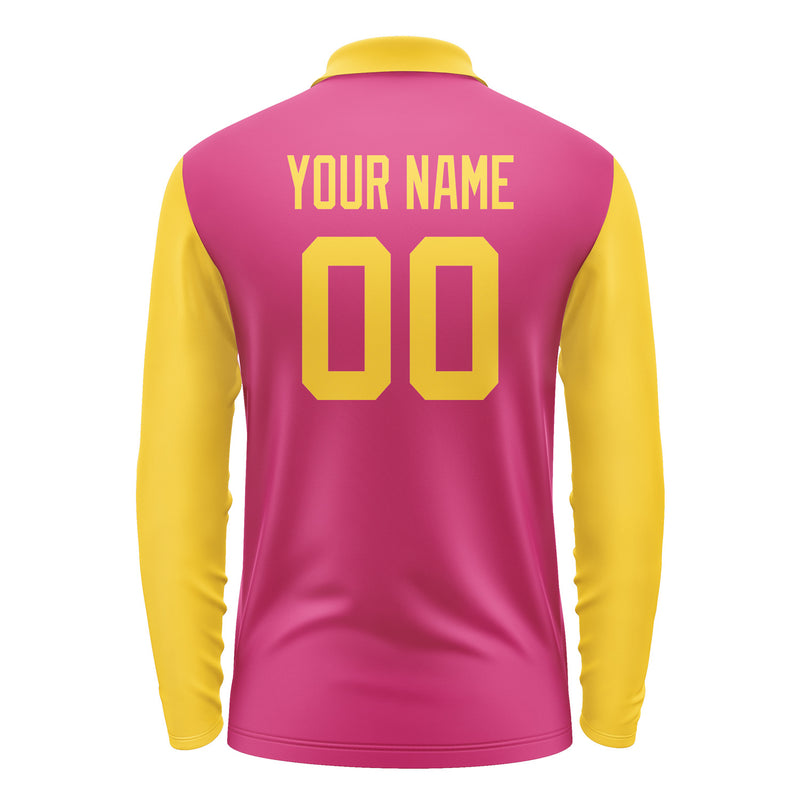 Custom Pink Gold Long Sleeve Polo Shirt Pl133030B130