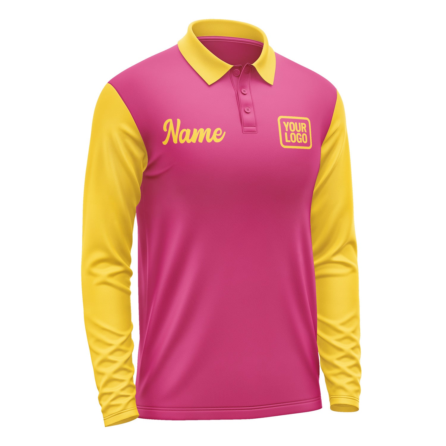 Custom Pink Gold Long Sleeve Polo Shirt Pl133030B130