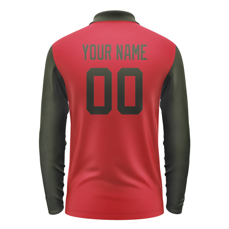 Custom Red Olive Long Sleeve Polo Shirt Pl140202B102