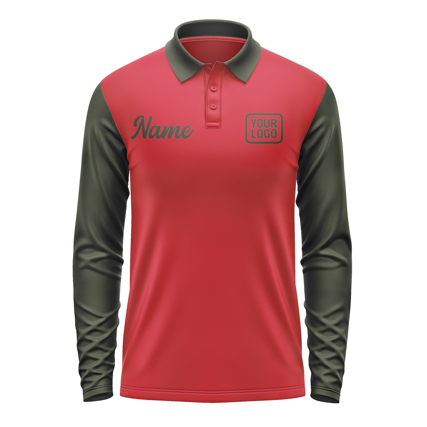 Custom Red Olive Long Sleeve Polo Shirt Pl140202B102