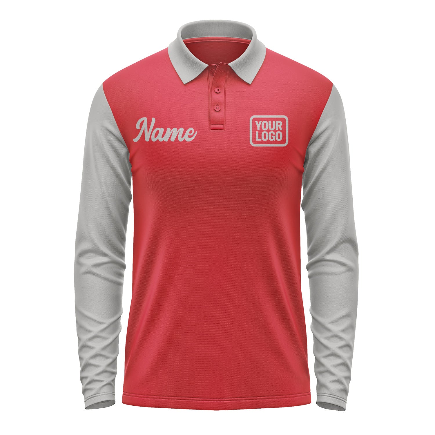 Custom Red Gray Long Sleeve Polo Shirt Pl140404B104