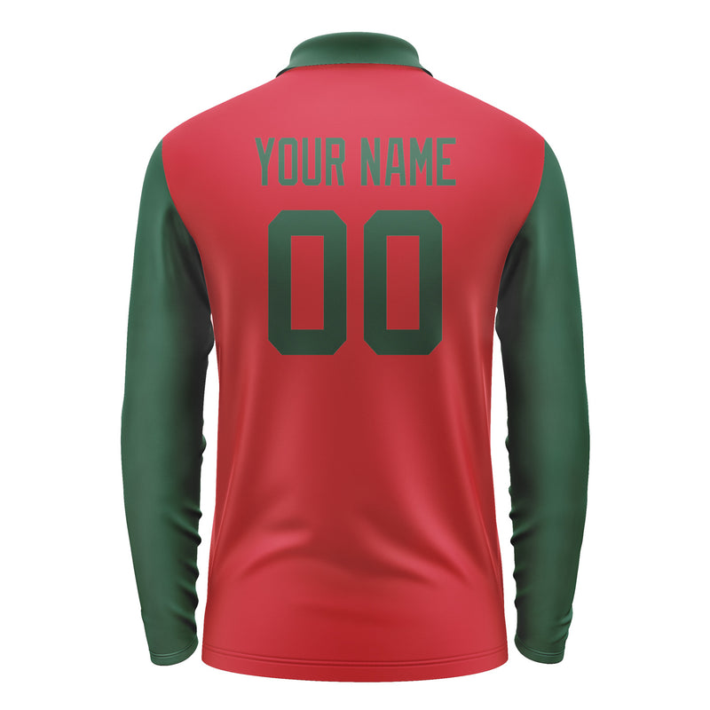 Custom Red Green Long Sleeve Polo Shirt Pl140505B105