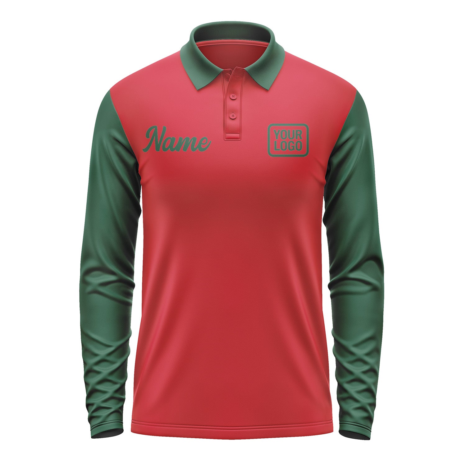 Custom Red Green Long Sleeve Polo Shirt Pl140505B105