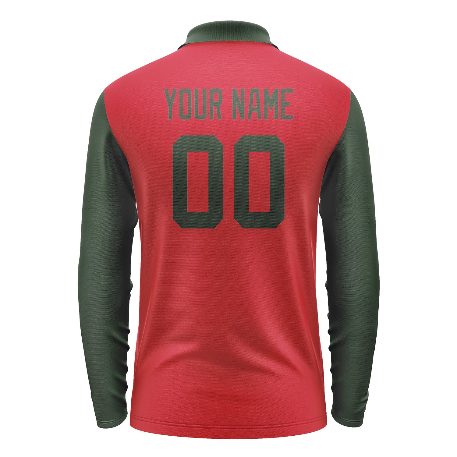 Custom Red Dark Green Long Sleeve Polo Shirt Pl140606B106