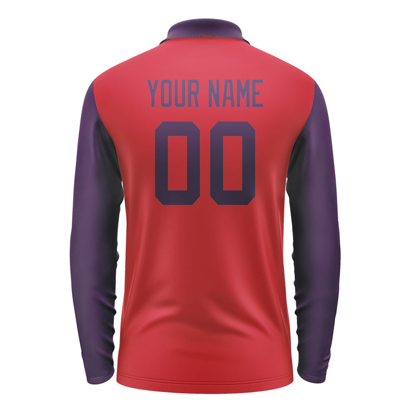 Custom Red Purple Long Sleeve Polo Shirt Pl140707B107