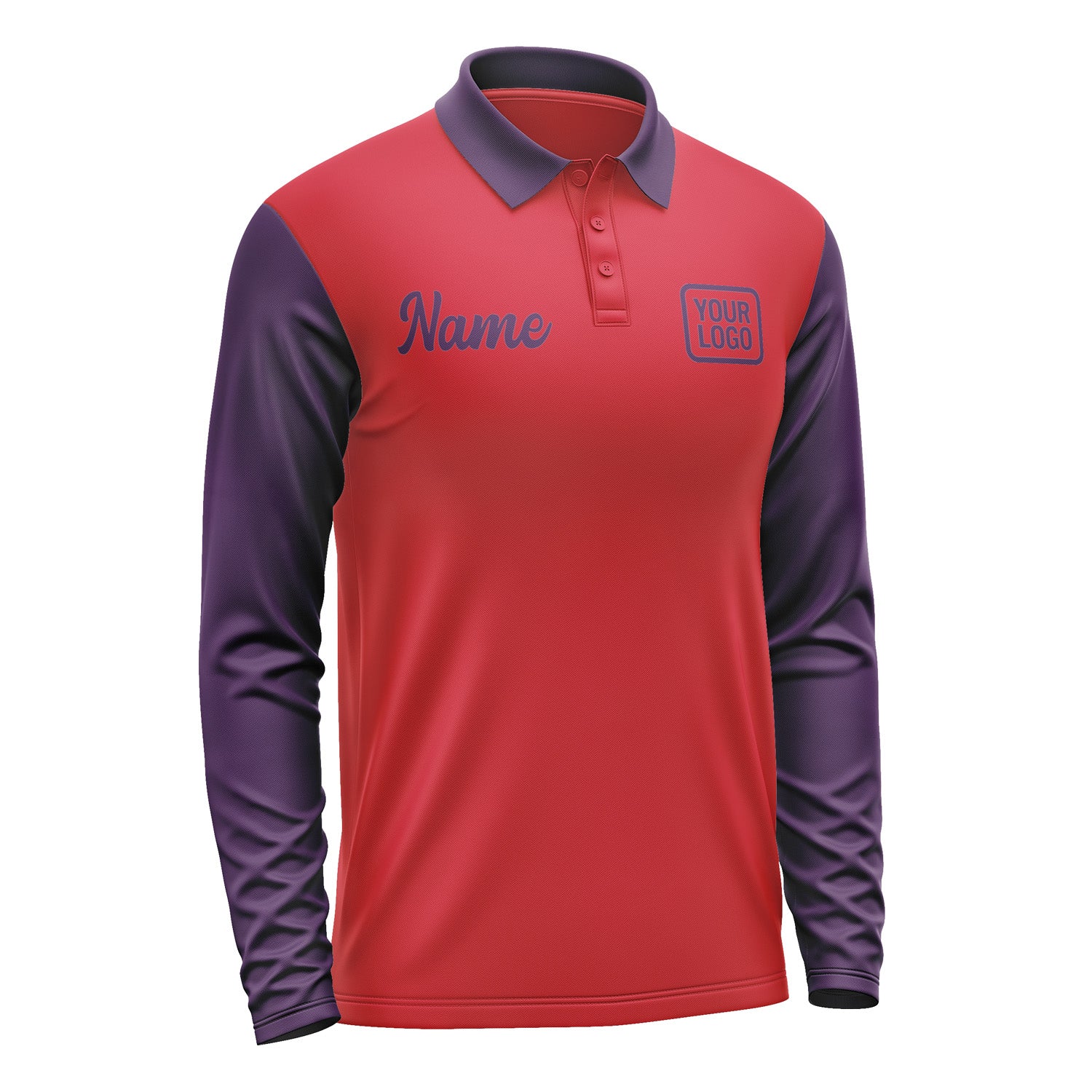 Custom Red Purple Long Sleeve Polo Shirt Pl140707B107