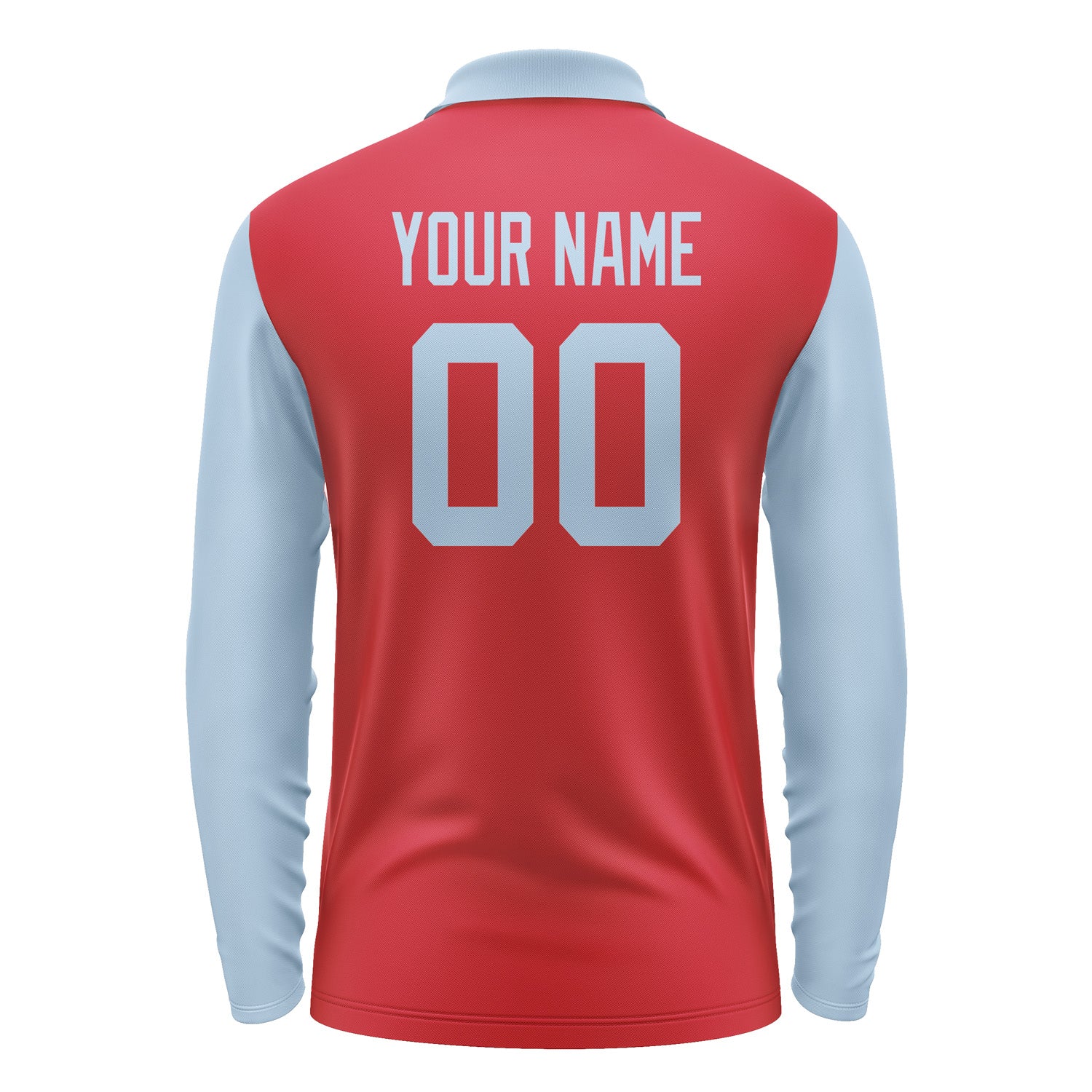 Custom Red Light Blue Long Sleeve Polo Shirt Pl140808B108