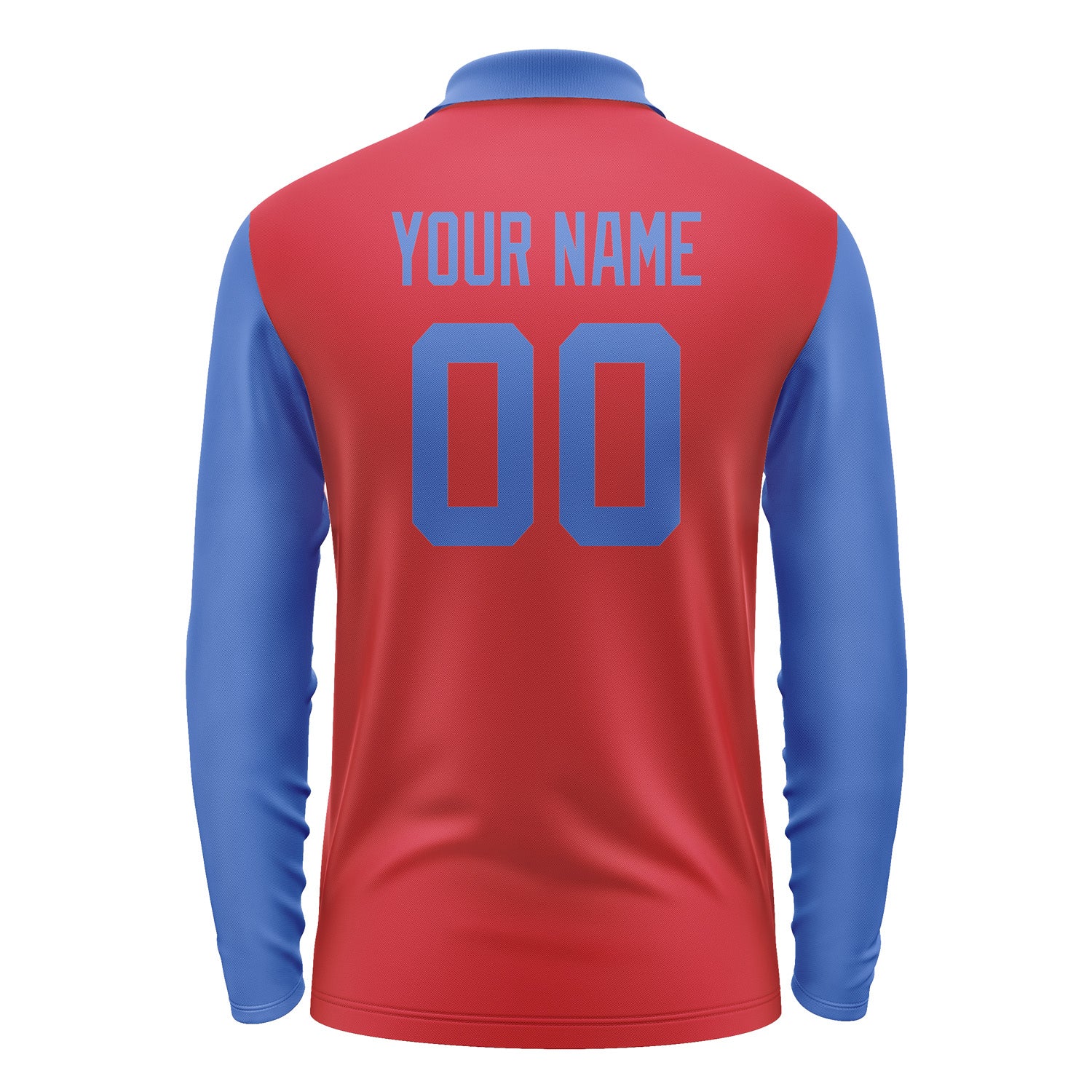 Custom Red Sky Blue Long Sleeve Polo Shirt Pl140909B109